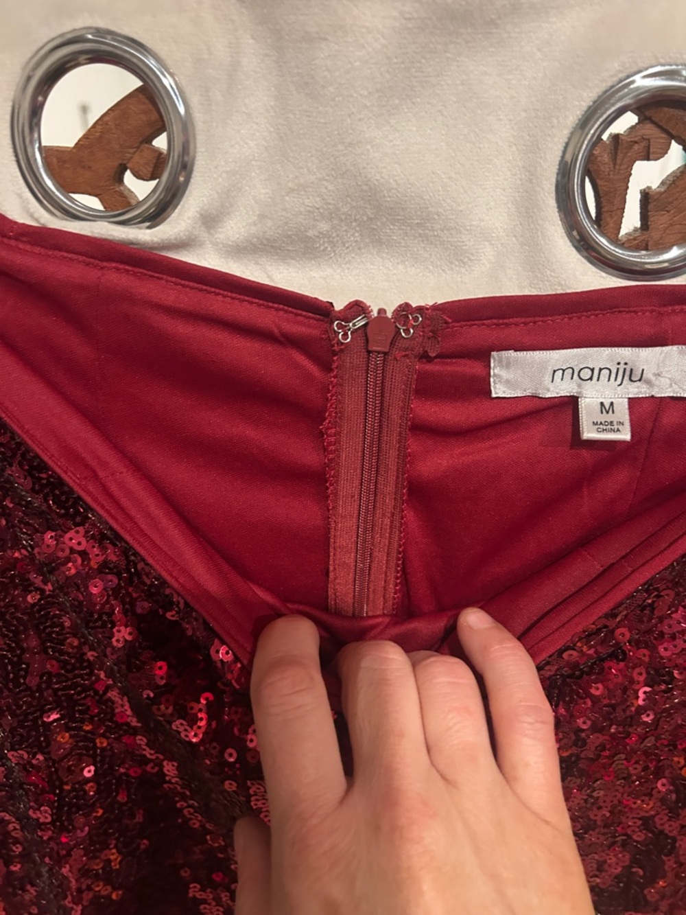 Red Sequin Maxi Skirt - Elegant Evening Wear - Picture 3 of 5